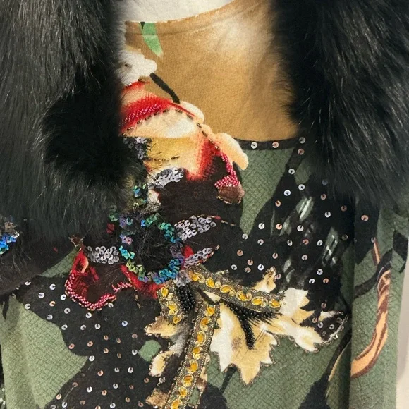 Alberto Makali Art-to wear floral beaded sequin sweater set - Picture 4 of 9